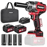 AVID POWER Cordless Impact Wrench Kit 900 Ft-lbs (1200 N.M), 2*4.0 Ah Batteries 20V Brushless High Torque Impact Gun for Car Tire Changes and Lug Nut & Bolts Removal |Fast Charger, Sockets & Tool Bag