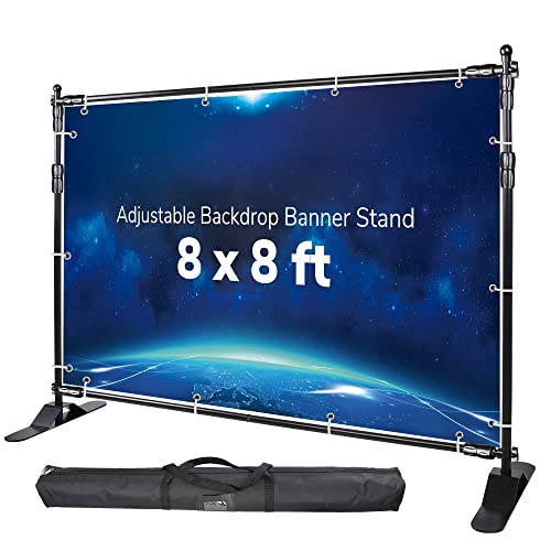 Winspin 8' Banner Stand Step And Repeat Display Backdrop Banner Stand Adjustable Telescopic For Parties Trade Show Wall Exhibitor Photo Booth Background With Carrying Bag #TOP3