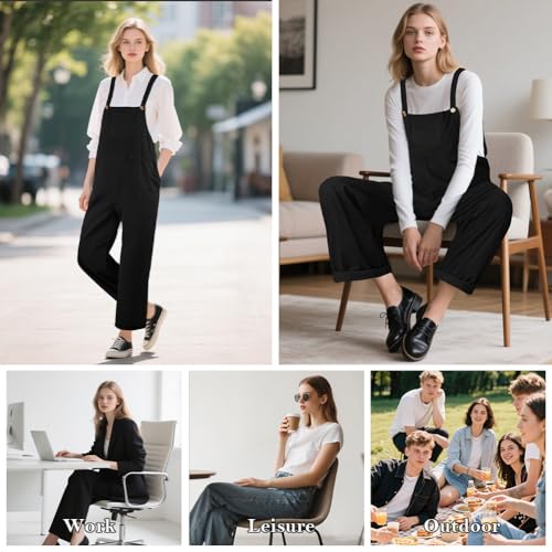 BSBUY Latzhose Damen Sommer mit Taschen Verstellbare Overalls Trägerhose Beiläufig Loose Hose Bib Pants Stretch Overall Damen Baggy Damen Latzhose Jumpsuit Strampler Oversize Sommerhose Latzhosen (XL)