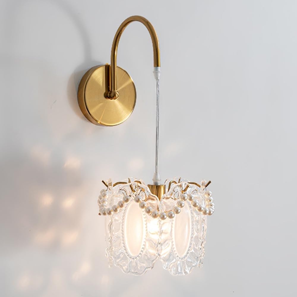 CWCQGH Wall Sconce Light Gold Nordic Glass Lamp Finish Mount Modern Hardwired Ing E14 Lamps for Living Room Bedroom Hallway,A