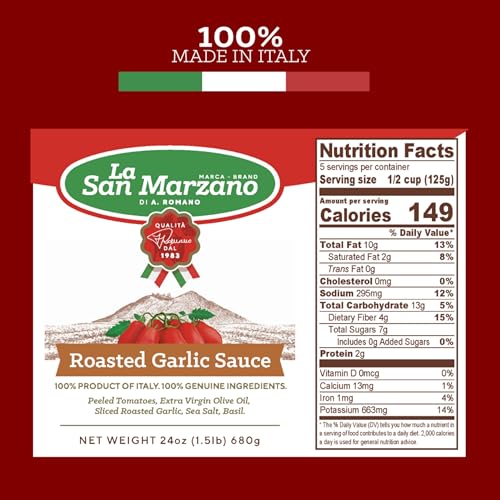 image for La San Marzano - Roasted Garlic Sauce - Pasta Sauce with 100% Italian 