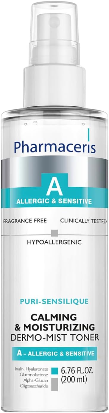 Pharmaceris PURI-SENSILIQUE Calming & Moisturizing Dermo-Mist Toner, Facial Toner, Face Mist, Removes Impurities, Hydrates & Soothes Sensitive Skin, Hypoallergenic, Fragrance-Free, 6.76 fl oz