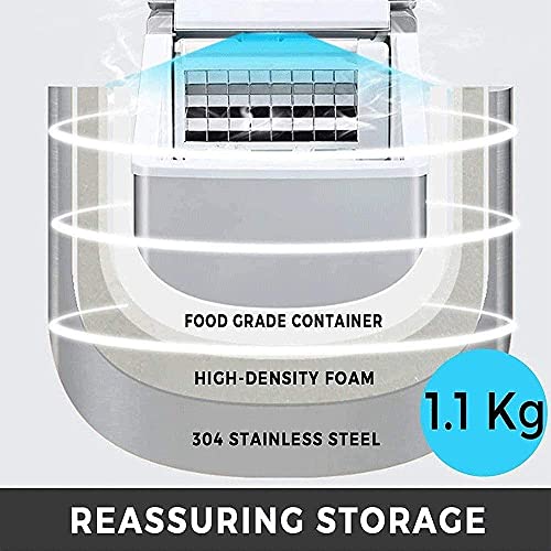 Fabricadora de Hielo de Acero Inoxidable para Encimera, Ciclo de Fabricación de Hielo de 13 a 25 Minutos, Capacidad de 40 lb (18 kg)/24 h para Cocina y Bares miniatura 7