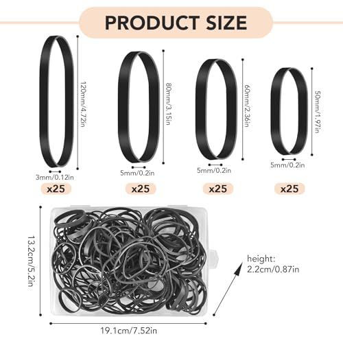 YIMETOP 100 Stück Gummibänder Stark & Breit – 4 Größen (5/6/8/12 cm) – Heavy Duty Gummiringe, Taktische Gummibänder – Witterungsbeständig für Industrie, Camping, Haushalt, Schule, Büro