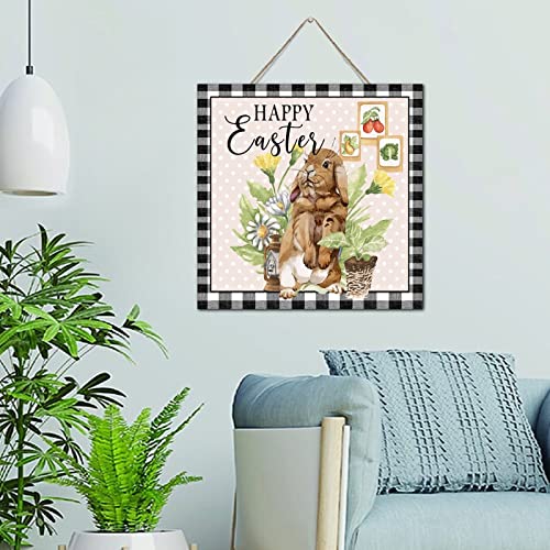 Plaque en bois avec inscription Happy Easter graphisme floral vintage haut de gamme