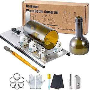Kalawen Adjustable Glass Bottle Cutter Kit DIY Tool, Stainless Steel Cutting Machine Set for Wine, Beer, Liquor, Whiskey…