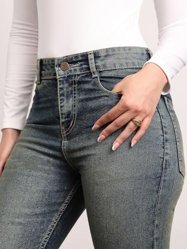 Image of Urbano Fashion Women's Mid Rise Bootcut Washed Jeans Stretchable