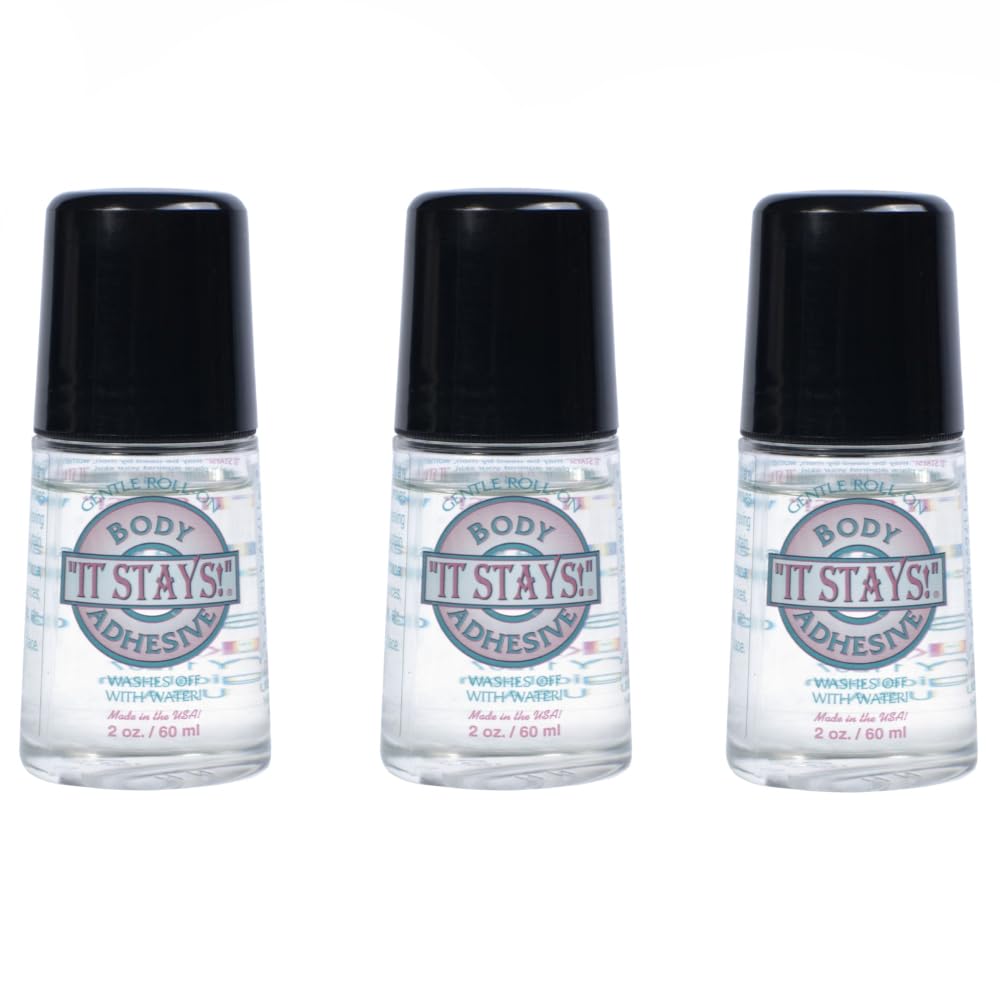 Mojo Compression Socks - It Stays! Butt Glue for Dancers Roll On - Body Adhesive Glue Applicator for Wigs, Socks, Stockings, Leotards, Bras, Costumes and Clothing - Made in USA - 2 oz (3 Pack)