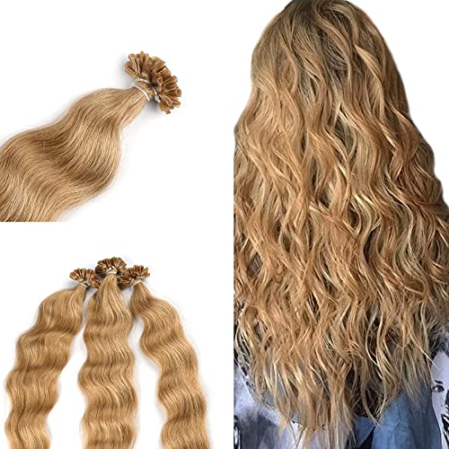 Neitsi® 20" 25s/lot 1g/s 100% Remy Human Hair Nail Ash Blonde U Tip Hair Extension Natural Wave (18#)