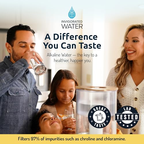 Image of Invigorated Water PH001 Alkaline Water Filter Replacement for Pitchers & Dispensers, BPA-Free, Reduces Chlorine, Copper & Heavy Metals, Raises pH, 96 Gallons /Filter (3-Pack, Black)