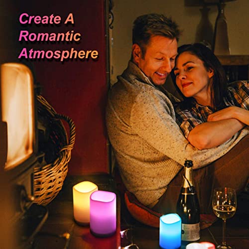 Kobwa Led Flickering Flameless Candles With Color Changing, Remote Control And Auto-Off Timer, 100 Hours Working Time, Battery-Operated. 3 Pack, Multi-Color #TOP4