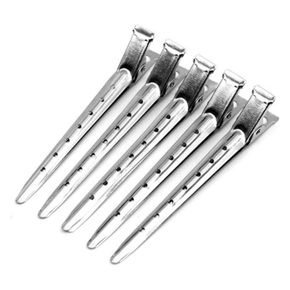 5本セットダッカール ヘアクリップ プロ用ヘアピン ワニクリップ 美容師カールクリップ 前髪 散髪 クリップ 跡がつかない 美容業界 髪留め ステンレス 前髪クリップ ヘアアクセサリー 理髪 美容師 業務用 (9cm)