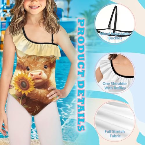 Girls Swimsuit One Piece Bathing Suit Ruffle Cute Little Kids Swimming Suits Beach Swimwear 3T-144