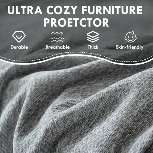 SHANNA Einfarbig Sofa Überwurfdecke 1/2/3/4 Sitzer, Chenille Ganzjährig Nutzbar Sofabezug L Form U Ecksofa Große Sofa Überzug, Vielseitige Sofaüberwurf Couch Überzug Sofa Cover Futonbezug mit Quaste