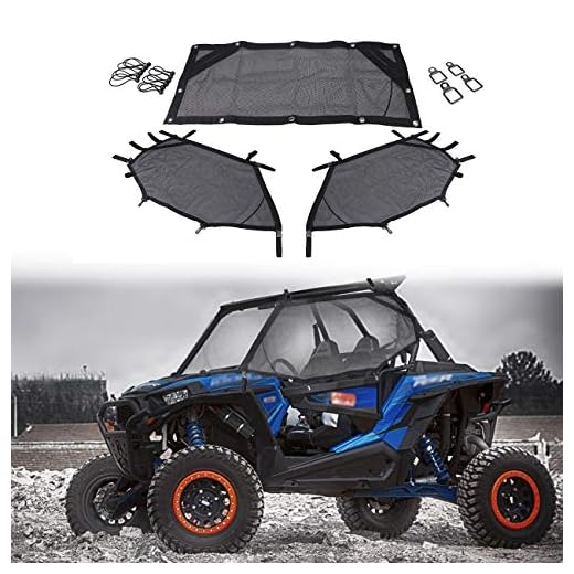 Aochuang UTV Protector de Malla para Ventana Delantera y Trasera, Cubierta para Parasol para Polaris RZR 1000 XP 4 Turbo 2014-2019
