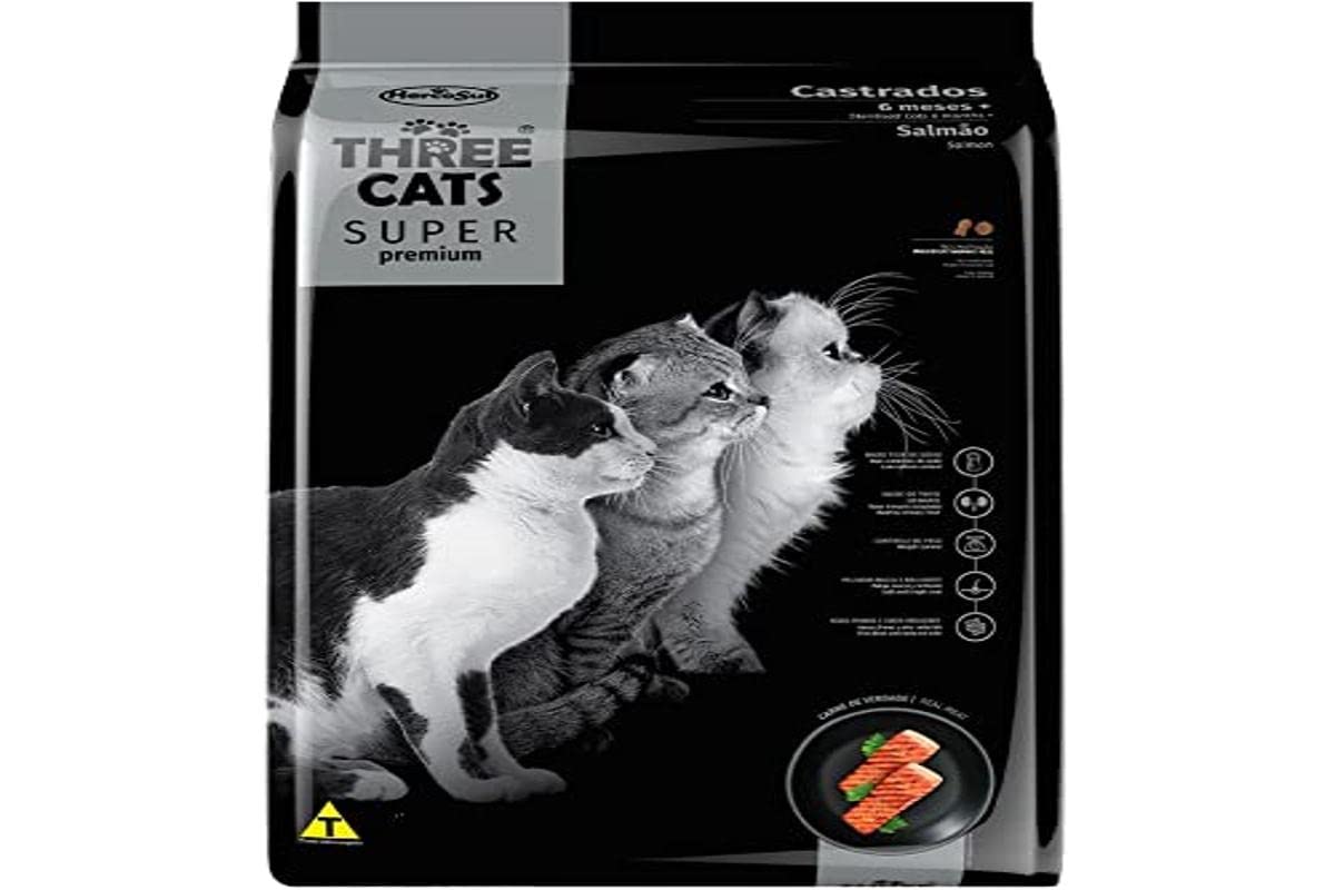 Ração Three Cats Super Premium Castrado Salmão 3kg | Amazon.com.br
