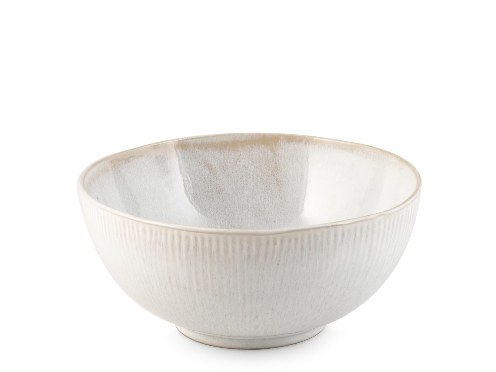 H&H Yucatan Stoneware Salad Bowl 23 cm - White - Minimal Design with Reactive Effect and Texture - Perfect for Salads, Unique Dishes and Side Dishes - Also Suitable for Catering