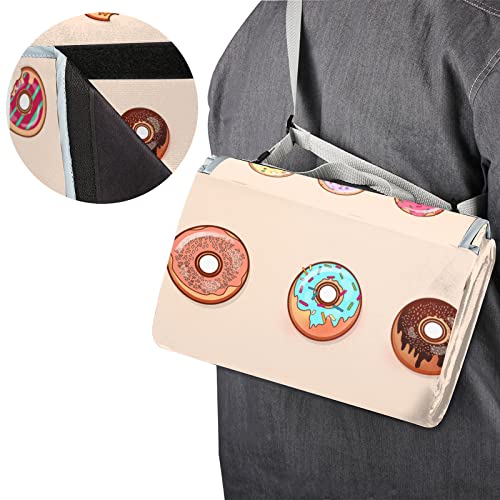 Bardic Cobertor de piquenique Tapete de praia Donut Candy Food, suporte impermeável dobrável portáti