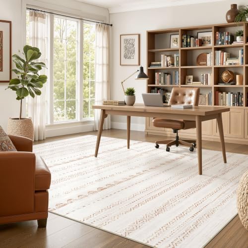 Image of Nakagishi Boho 5x8 Area Rug Living Room Rugs Machine Washable Brown