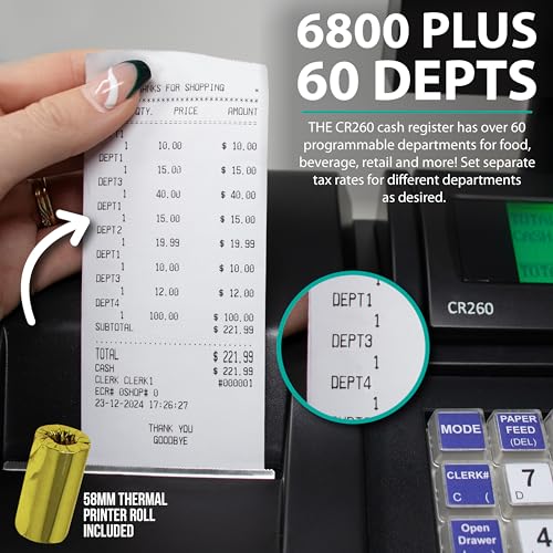 Image of Nadex CR260 Cash Register, Steel Drawer, Fast Printing, User-Friendly Interface, Black