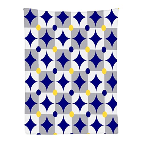 Ottoy Retro Circles and Square Super Soft Micro Fleece Blankets Quilt Plush Lightweight Dual-Sided Decorative Couch, Sofa, Travel, Lap, Bed Throw Blanket,60