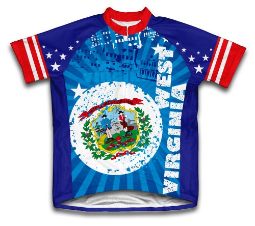 ScudoPro West Virginia Short Sleeve Cycling Jersey for Youth - Size S Blue