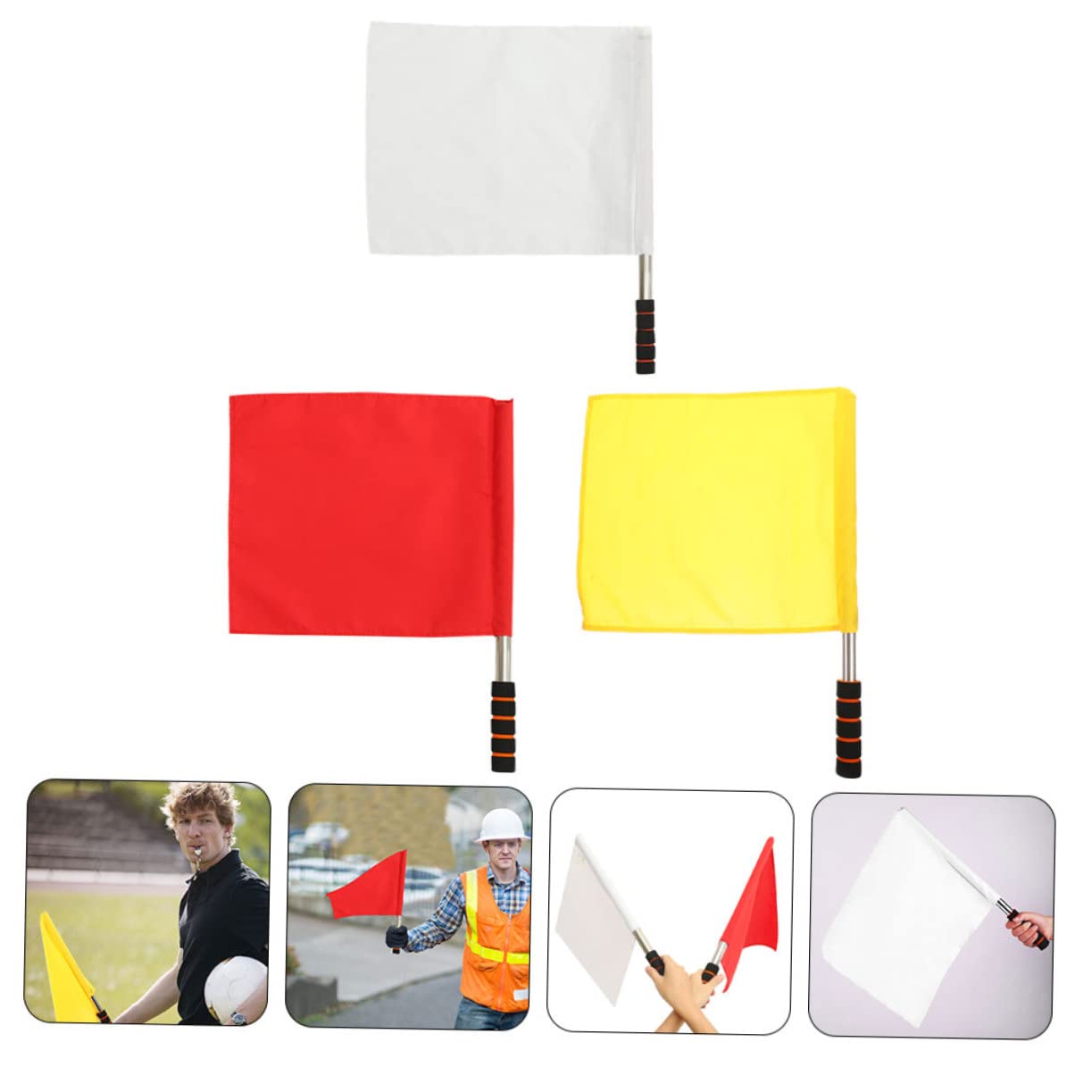 VANZACK 2 Sätze Teiliges Verkehrs Und Schiedsrichterflaggen Leichte Signalflaggen Für Sport Training Und Verkehrsregelung Und Auffällig Für Signale 3 Stücke * 2