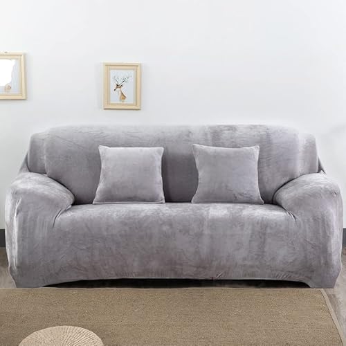 Foreate Stretch Plush Sofa Covers Non-Slip Couch Covers For 3 Cushion Couch, Soft Sofa Slipcovers Thick Sofa Protector(Light Grey) #TOP2