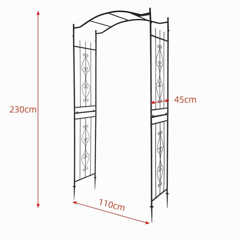 LEADZM Arche de Jardin en Métal – Design Haut de Pont avec Motif Décoratif – 110x45x230 cm – Idéal pour Mariages, Clôtures et Décoration Extérieure – Noir