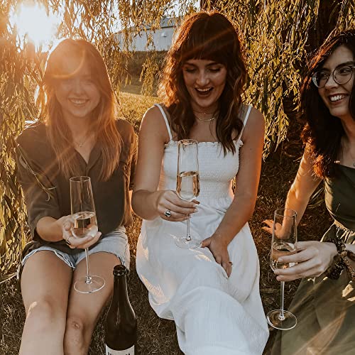 Pure Mora The Emmie Champagne Glasses - Set Of 4, 8 Oz, Modern Hand Blown Crystal Glass Flutes, For Champagne, Mimosa, Sparkling Wine & Prosecco. Bride And Groom Wedding Gift, Fluted Glassware #TOP4