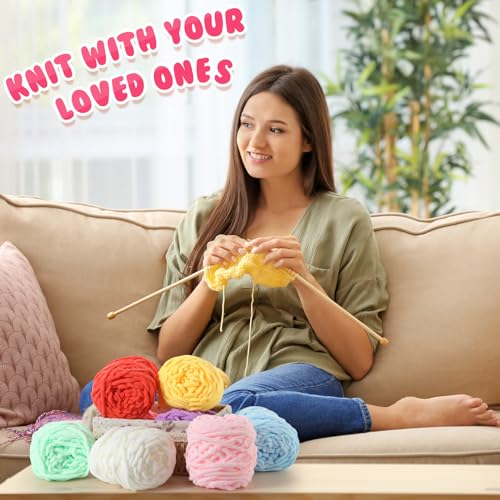 Image of Buryeah 8 Pack Chunky Chenille Yarn for Crocheting Soft Thick Fluffy Yarn for Hand Knitting Bulky Velvet Blanket Plush for Weaving DIY Crafts Each 3.5 oz 55 Yards (Candy Colors)