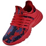NYZNIA Boys Girls Shoes Tennis Running Lightweight Breathable Sneakers for Kids Camouflage Red Zapat