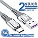 Produktbild USB C Kabel Kurz 5A [2 Stück 0.5M] Sweguard Schnellladekabel für Huawei Mate 30 P30 P20 P10 Pro Mate20 Lite Mate10 Mate9 P9 Plus M6 M5 Pro Nova4 Nova5 Pro Nova2 Plus,Huawei Supercharge Kabel (Grau)