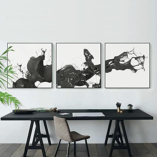 Tableau toile abstraite bleu nordique pour salon moderne lot de 3 affiches aquarelle 50x50 cm
