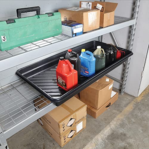 PIG Containment Tray New Pig Utility Tray 23-Gallon Sump Capacity 52" x 28" x 5" Plastic Tray PAK919, Black
