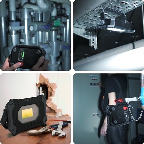 ANSMANN Wiederaufladbarer Arbeitsstrahler mit 30W COB-LED, 6600 mAh für den professionellen Einsatz in Werkstatt, Handwerk, Baustelle, Inspektion, etc. Extrem robust und lichtstark, 1 Stück