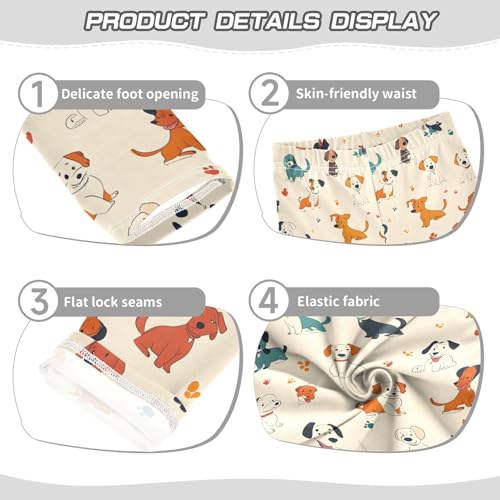 ALAZA Girls' Leggings Children's Yoga Pants Skinny Printed Dance Cartoon Dogs Khaki Comfortable 4T2