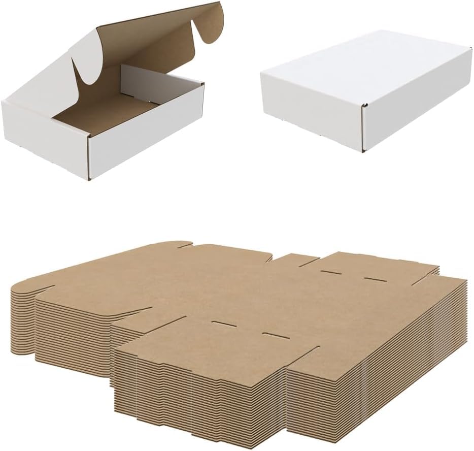 AKAR Die Cut Boxes - White Cardboard Packaging for Small Parcels - 9x6x2" || 230x150x50mm - 20 Pieces