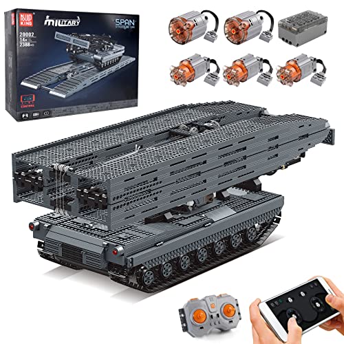 Mould King 20002 Moc Technology Tank Bridge Construction Vehicle Building Blocks Model,Type Bridge Layer Remote Control Transporter Tank,Technology Clamping Modules Kit With Engines,2388 Pieces #TOP28