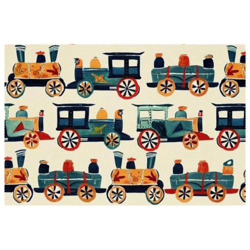 Set de table train dessin animé lavable et antidérapant pour table enfant 6 pièces - 2