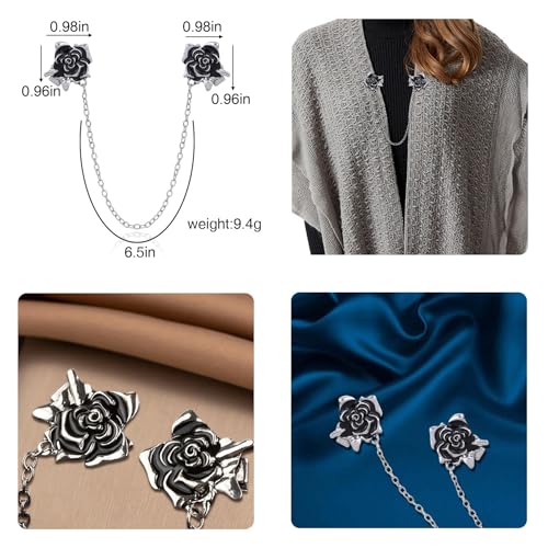 Image of Vintage Metal Rose Bee Lapel Pin for Men Collar Pins Gold Plated Silver Plated Flower With Hanging Chain Lapel Pins for Men's Suit Accessories Brooch Pin Fashion Jewelry for Men Women