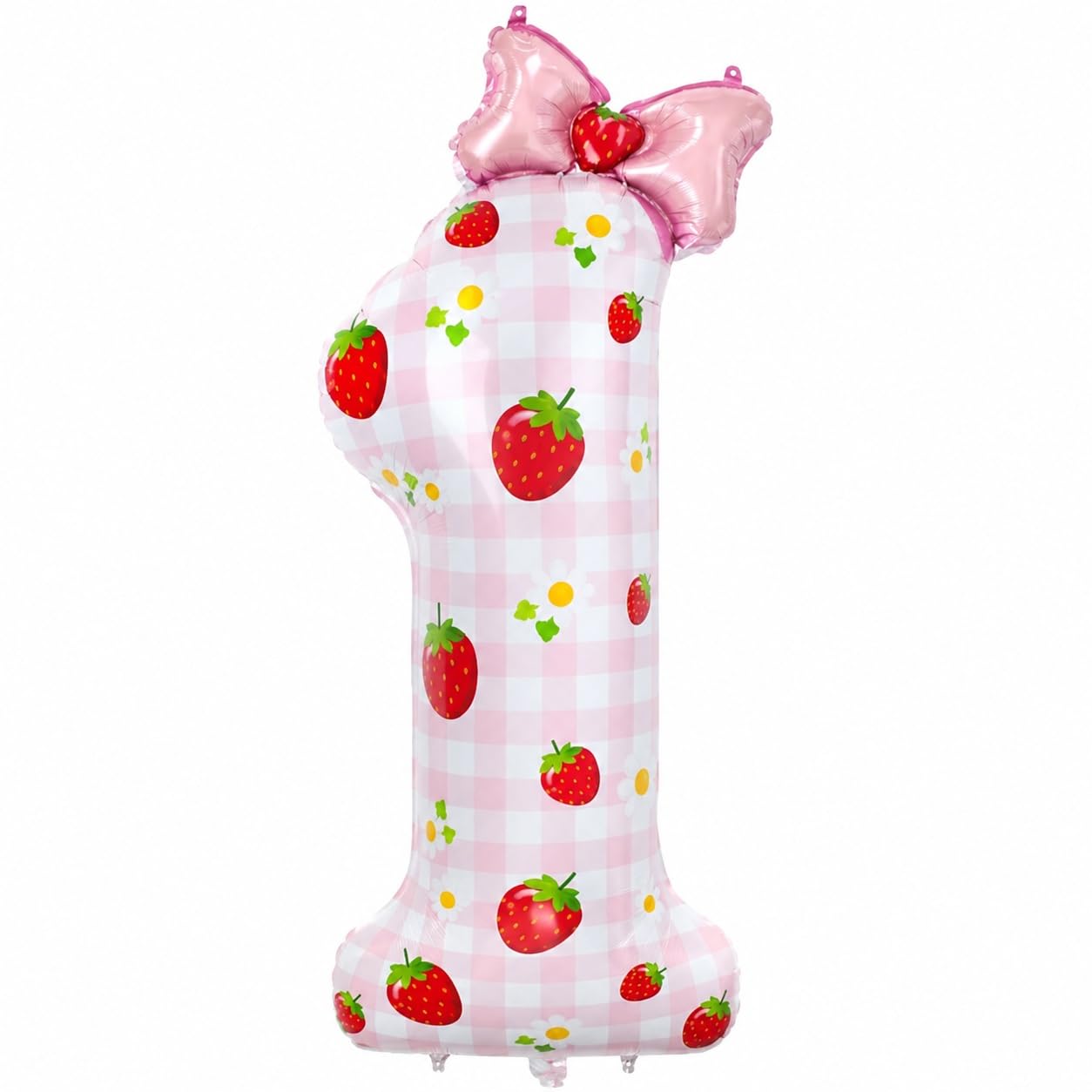 Strawberry Number 1 Foil Balloon 40 Inch Pink First Birthday Decoration