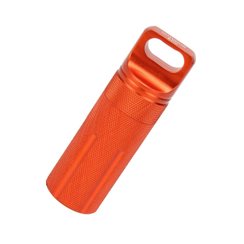 Vogueing Waterproof Pill Box EDC Metal Storage Box for Camping Climbing Cycling Hiking (Round Head, Orange)-image-45