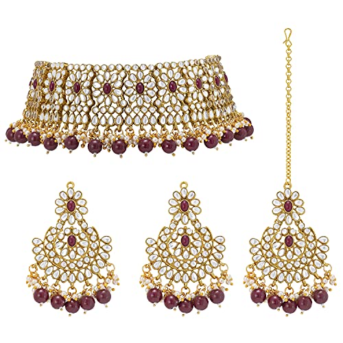 Image of Peora Crystal Faux Pearl Necklace & Jewellery Set Gift for Women