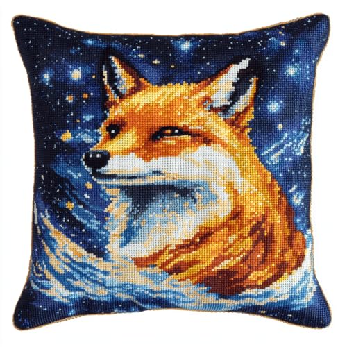 Canevas au point noué renard et kit latch hook complet 43x43 cm