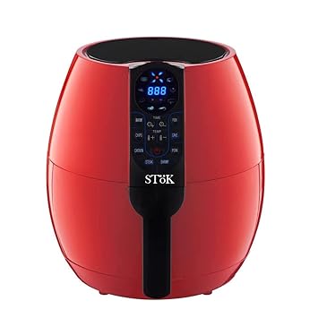 SToK 4 Liters 1500W Smart Rapid 3D Air Technology Digital Air Fryer With Double Layer Grill, Red