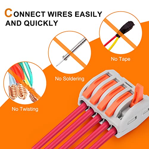 Ampele 50Pcs 3 Port Lever Wire Connector, Compact Splicing Wire Connectors For Multiple Types Of Wires #TOP3