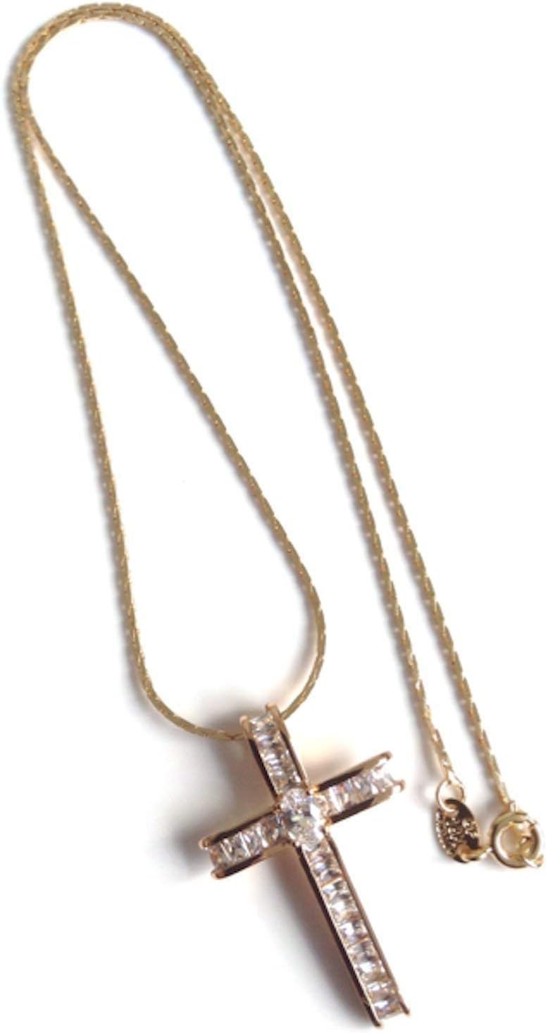 SIFRIMANIA 18k Gold Plated Big Cross Pendant Necklace Religious Jewelry for Women