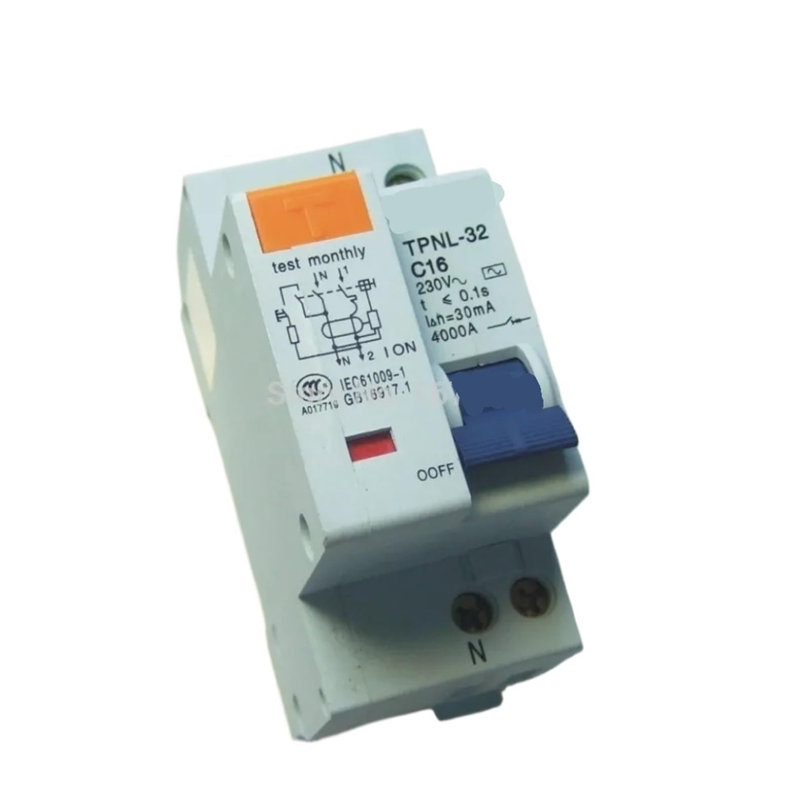 VSPPJYFG 1P+N 16A 230V~ 50HZ/60HZ Residual Current Circuit Breaker with Over Current and Leakage Protection 1Pcs