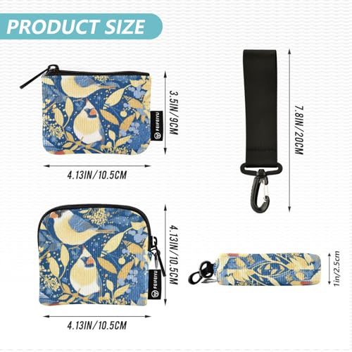 linqin Gold and Silver Northern Birds Women's Coin Wallet Card Holder Slim Portable Women's Money Organizers with Wristle Strap for Ladies Girls 2 Packs4